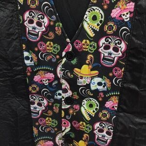 Day of the Dead Button Down Vest